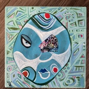 Abstract Blue and Green Canvas Art